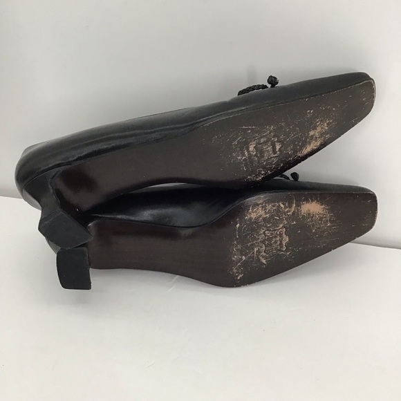 Stuart Weitzman Leather Kitten Heel Classic Pumps Bow Career Black Size 7.5N - Picture 3 of 9